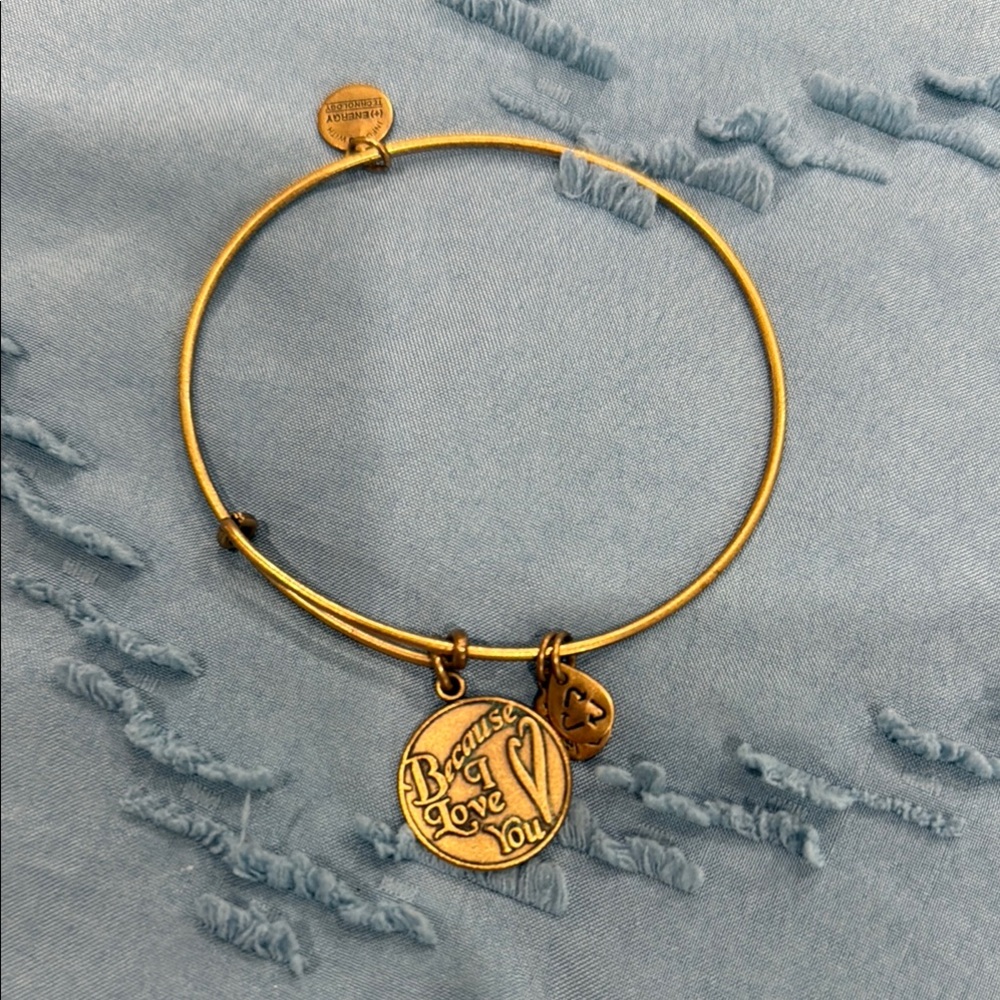 Gold Bangle Bracelet with Heart Charm